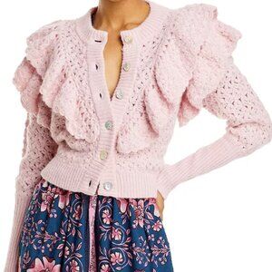 Farm Rio XL Sweater Ruffle Dusty Pink